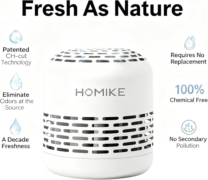 HOMIKE Refrigerator Deodorizer Odor EliminatorLast up to 10 Years for CarClosetShoes CabinetFridge and FreezerOutperforms Baking Soda and Activated Carbon(White)