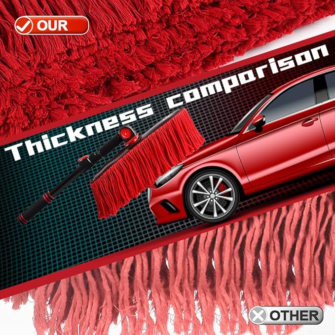 2In1 Brush And Duster For Car ExteriorChenille Car Wash Brush Mop*1PCWax Cotton Car Duster Mop*1PC Remove DustFreely Switch A Retractable Black Steel PoleCar Cleaning Supplies For Truck Rv Boat