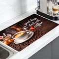 Nuxovilar Coffee Bar Mat Latte Art Scene Pattern Dish Drying Pad Natural Rubber Canvas 16.92 x 31.1 inchs Coffee Accessories Countertop Beverage Station Kitchen