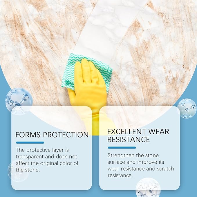 Stone Cleaner &amp Protector: Removes Kitchen Grease Tile Stains - Enhances Smoothness &amp Scratch Resistance(2PCS)
