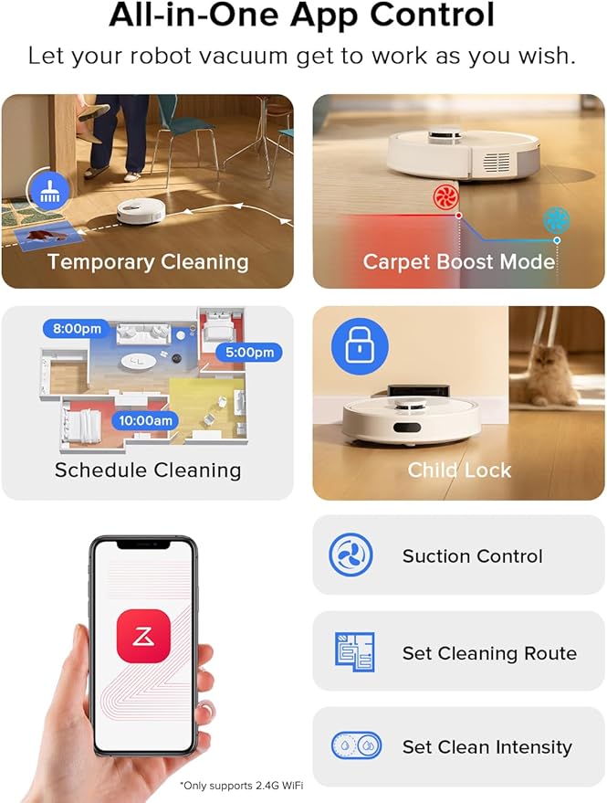 roborock Q7 L5 Robot Vacuum and Mop Combo 8000Pa Suction Upgraded from Q5 Pro Dual Anti-Tangle System LiDAR Navigation No-Go Zones Self-Charging Robotic Vacuum Cleaner White
