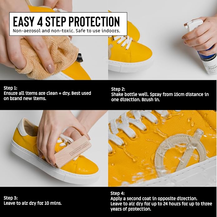 Liquiproof LABS Premium Protector Spray 125ml - long lasting waterproof and stain protection for leather suede nubuck sheepskin and fabrics. For use on shoes handbags trainers boots clothes etc