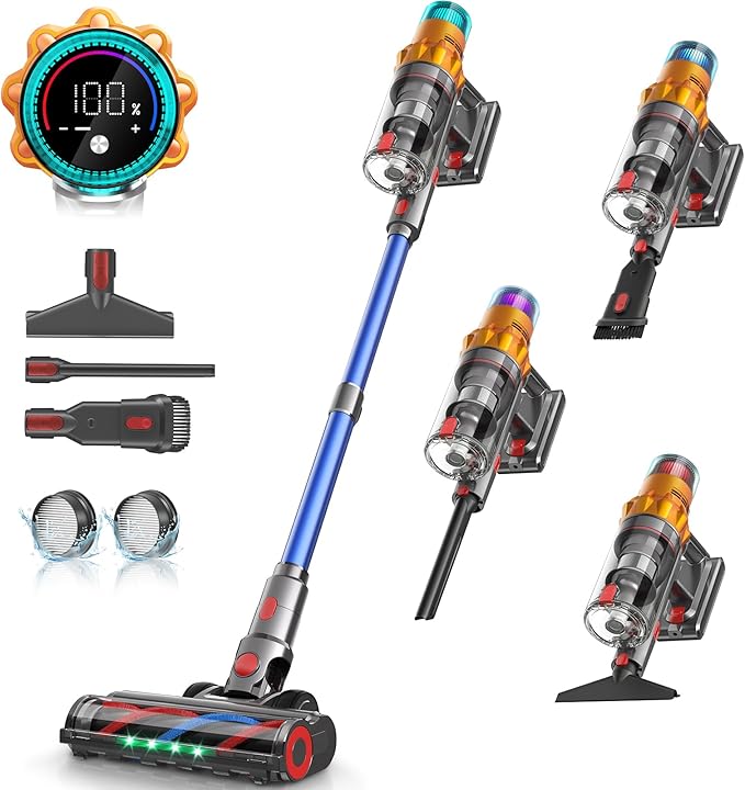 S8 Cordless Vacuum Cleaner 600W 48Kpa Up to 65mins Stick Vacuum Rechargeable Wireless Lightweight Handheld Vacuum Cleaners for Home Pet Hair Carpet Hardwood Floor Car