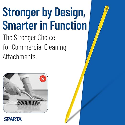SPARTA 41225EC04 Fiberglass Broom Handle Mop Handle Replacement Handle With Acme Threaded Tip For Commercial Cleaning 48 Inches Yellow (Pack of 12)