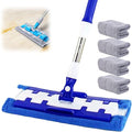Flat Mop with Stainless Steel Handle with Reusable Washable Mop Cloths 2025 Professional Microfiber Mops Floor Cleaning Mops 4 Reusable Washable Pads (Blue-White Four mops)