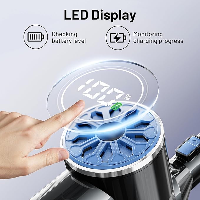 Cordless Vacuum Cleaner with Self-Standing LED Screen Stick Vacuum Cleaners for Home Lightweight Powerful Suction Vacuum 6-in-1 Rechargeable Vacuum for Carpets Pet Hair Hardwood Floors