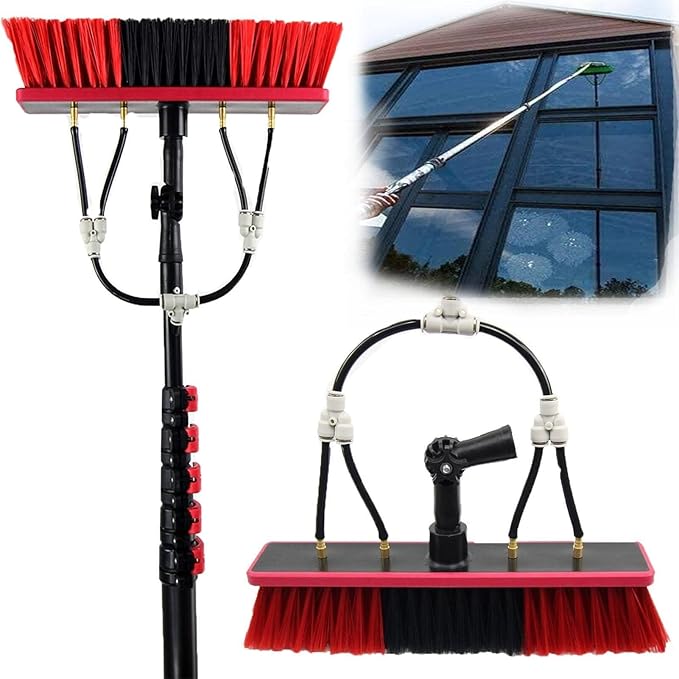 Telescopic Rod Cleaning Brush 3-11m Window Cleaning PoleWater Fed Telescopic BrushExtendable Cleaner Conservatory RoofCleaning Photovoltaic and Solar Panels (Size : 6M/20FT)