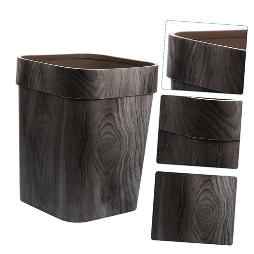 Plastic Household Trash Can with Pressing Ring Non-Slip Bottom Garbage Bin for Bedroom and Dining Room Smooth Surface Wastebasket for Rubbish Storage and Home Use