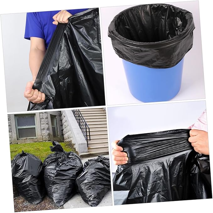 BETOOKY 50pcs Extra Large Black Garbage Bags 80x100cm Heavy Duty Trash Bags for Kitchen Commercial Outdoor Use Suitable for 100l Bins