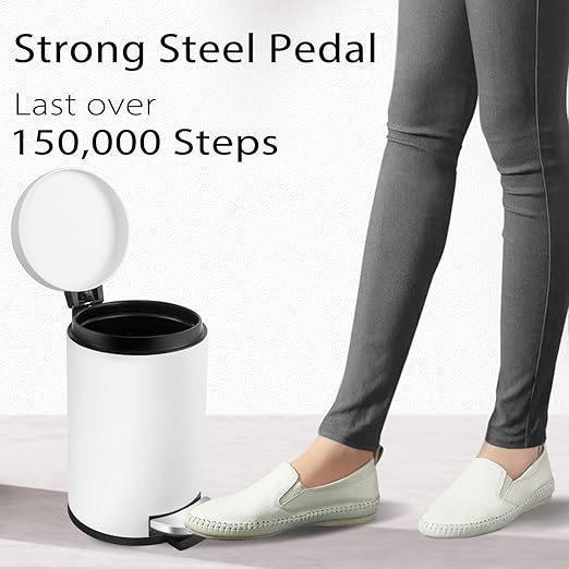TIPGO Small Trash Can with Lid Soft Close 4.5 Liters / 1.2 Gallon Bathroom Garbage Can Mini Step Trash Bin Stainless Steel Wastebasket for Bathroom Bedroom Office (White)