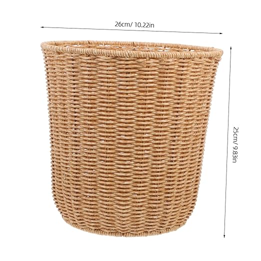 PRETYZOOM Rustic Style Woven Trash Can Multi-Functional Imitation Rattan Waste Basket for Living Space