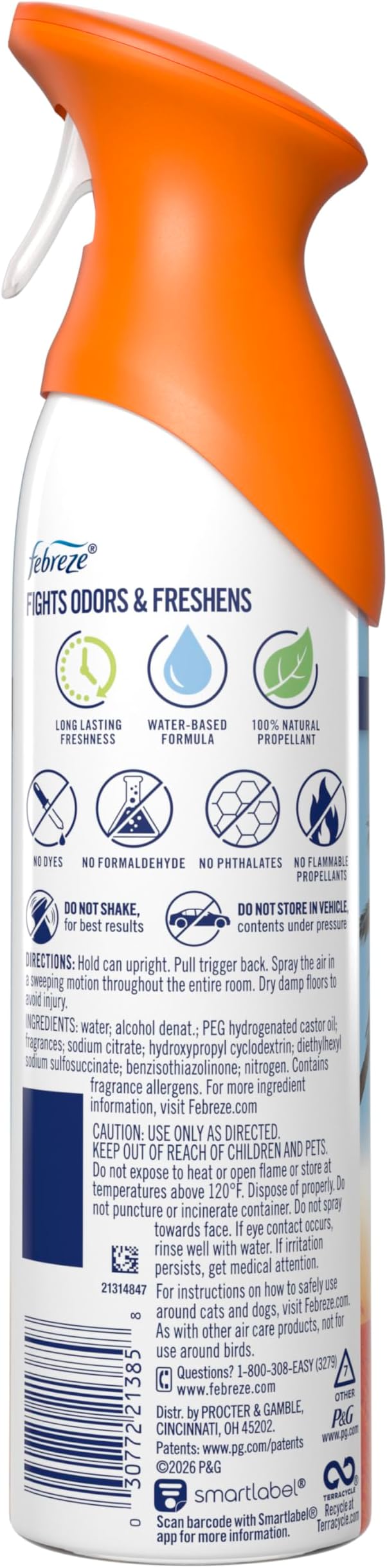 Febreze Air Mist Air Freshener Spray Odor Fighting Room Spray Deodorizer for Home Bathroom Kitchen Office Apartment Dorm Room Classroom Hawaiian Aloha 8.1oz 6ct