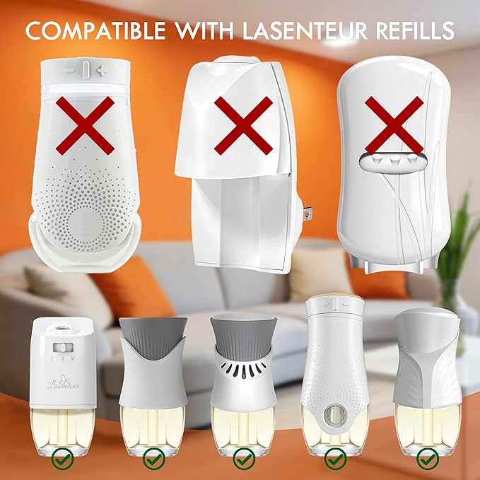 Plug In Air Freshener Starter Kit 12 Refills + 1 Warmer Hawaiian Jasmine &amp Fresh Cotton Scents for Home &amp Bathroom Office Compatible with Air Wick &amp Glade Not Include Glade Plus