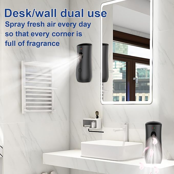 Automatic Air Freshener Spray Dispenser (2-Pack) Free Standing or Wall Mounted Adjustable Aromatherapy Machines for Home Indoor Bathrooms Offices Hotels and Commercial Places (B-01)