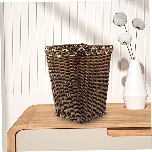Homoyoyo Woven Trash Can for Multi-Function Decorative Waste Basket Compact Seagrass Design for Stylish Storage and Recycling Chic Organizer for Space