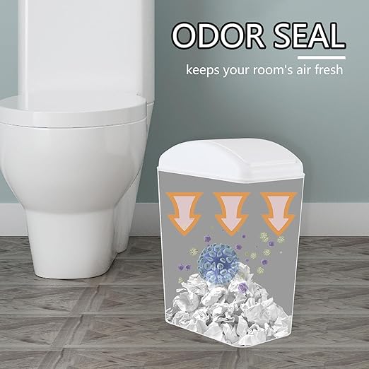 4.2 Gallon Swing Top Wastebasket Plastic Garbage Bin for Home Office &amp Slim Space-Saving (White)