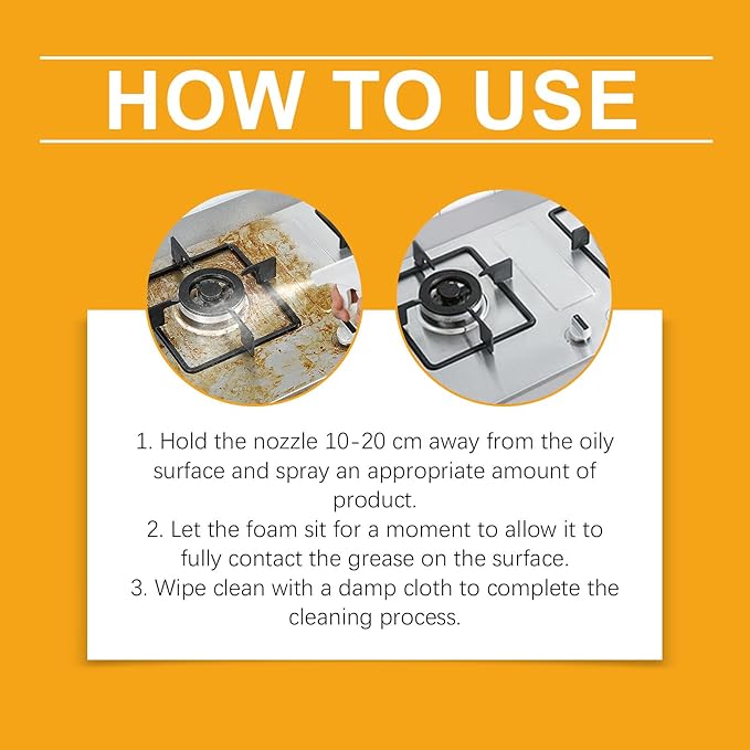 Heavy Oil Stain Cleaner KitchenHeavy Duty Kitchen Degreaser Spray Heavy Oil Cleaner Stain Oven Stove Range Hood Sink (2PC)
