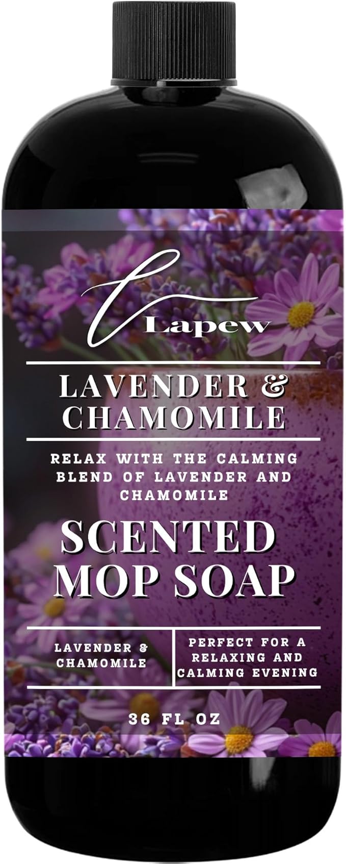 Lapew Lavender Chamomile Scented Mop Soap - Luxury Floor Cleaner Concentrate for Mopping Tile Laminate Vinyl &amp Hardwood | Streak-Free Low-Foam | 36 oz