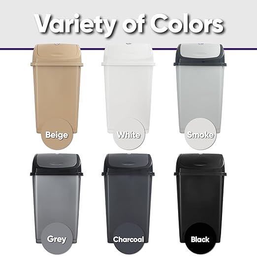 Superio Kitchen Trash Can 13 Gallon with Swing Lid Plastic Tall Garbage Can Outdoor and Indoor Large 52 Qt Recycle Bin and Waste Basket for Home Office Garage Patio Restaraunt (Smoke)
