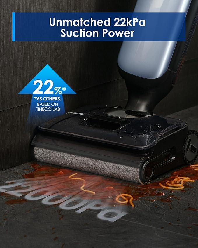 Tineco Floor One S9 Artist Pro Wet Dry Vacuum Cleaner 22kPa Suction 360° SmoothDrive Anti-Tangle Design 185°F Flashdry 75 Min Runtime Dual-Edge Cleaning 180° Lay-Flat