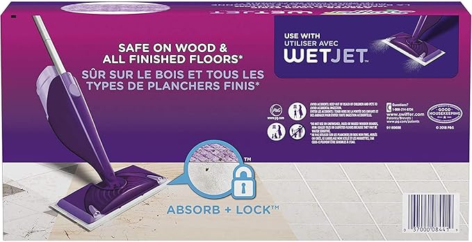 Swiffer WetJet Hardwood Floor Cleaner Spray Mop Pad Refill Multi Surface 12 Count (Packaging May Vary) (Pack of 4)