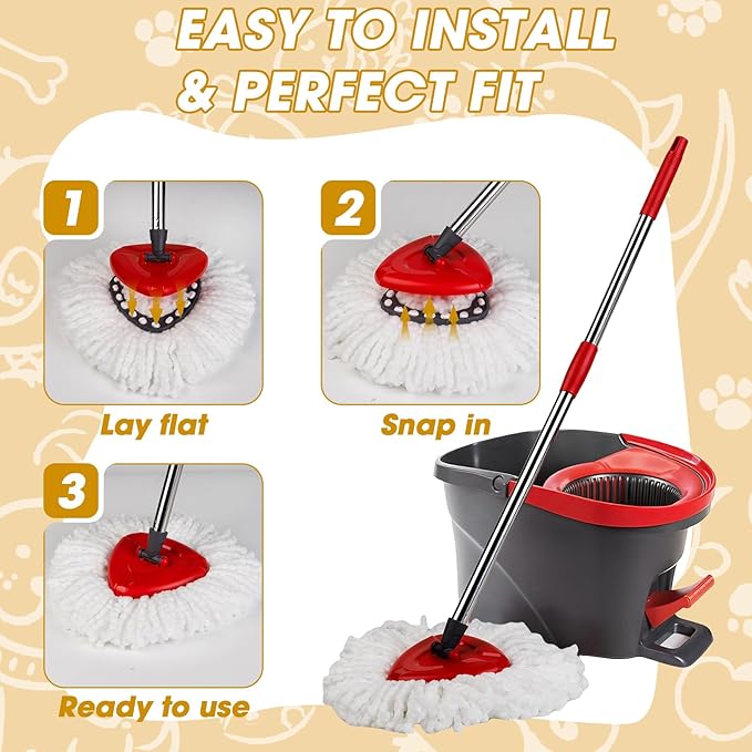 20 Pack Spin Mop Replacement Heads100% Microfiber Mop Heads Replacements Compatible with OCeda Easywring 1-Tank SystemSpinning Mop Replace Head for Easy House Cleaning Floor Mopping