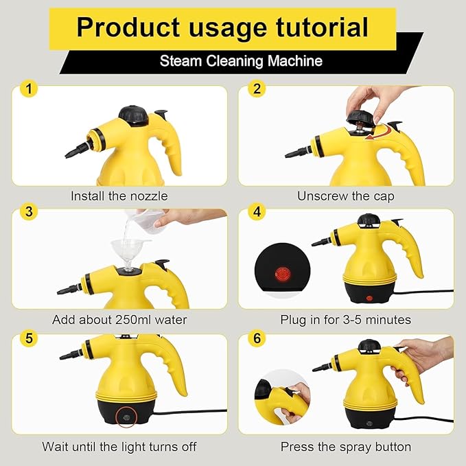 Handheld Steam Cleaner for Home Powerful Pressurized Steam Cleaner Natural Steamer for Cleaning Car Bathroom Shower Upholstery Grout Window Grease
