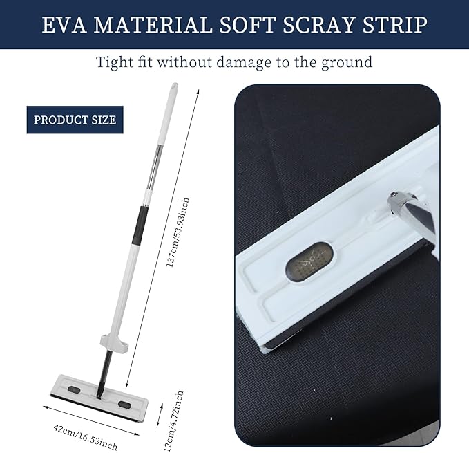 Professional Floor Mop with 360° Rotating Head 51-Inch Stainless Steel Handle White 6 Microfiber Pads 42x12cm Head for All Hard Surfaces (White)
