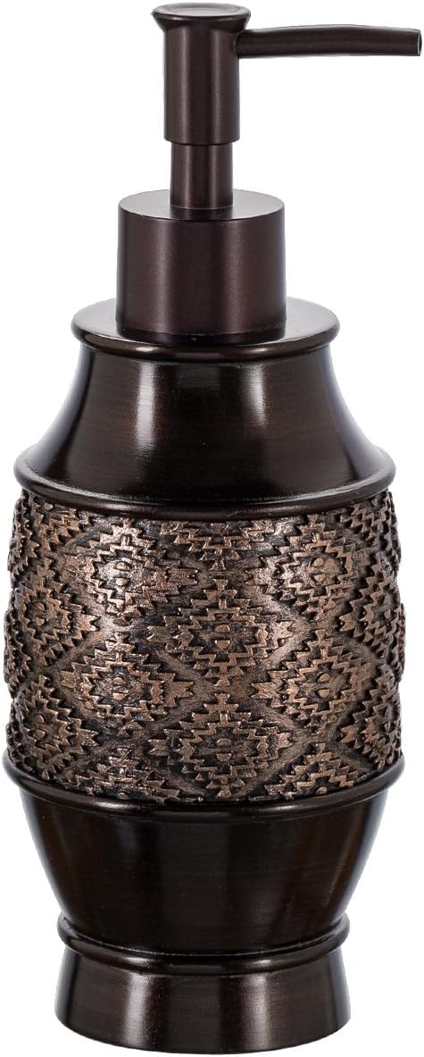 Creative Scents Dublin Brown Bathroom Accessories Set 6-Piece Resin Bathroom Decor Set Includes Toilet Bowl Brush and Holder Tissue Box Cover Soap Dispenser Soap Dish Cup &amp Toothbrush Holder