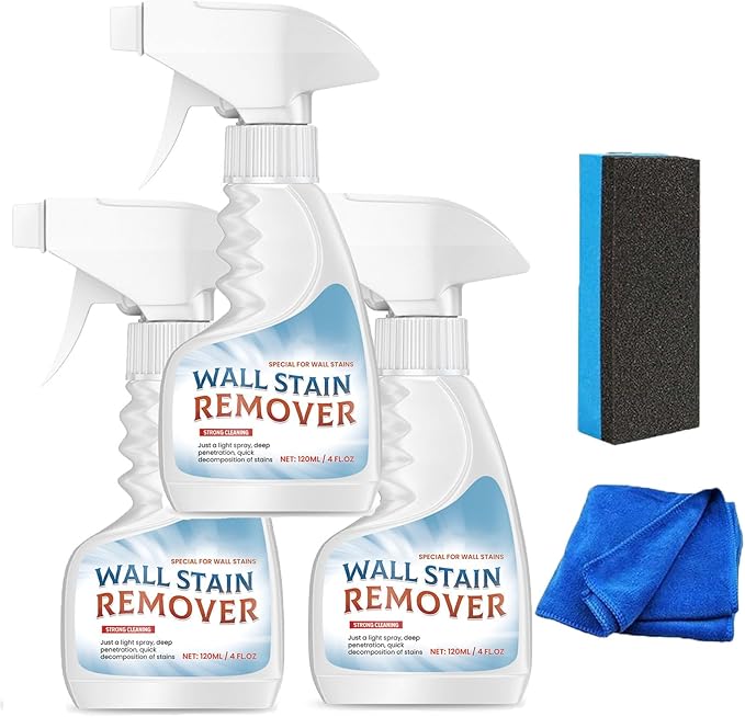 Wall Stain Remover Spray Highly Effective Mould Removal Spray - Prevents Mould Regrowth Wall Dust and Dirt Removal Cleaner Multi-Surface Cleaning Solution for BathroomsKitchen (3Pcs)