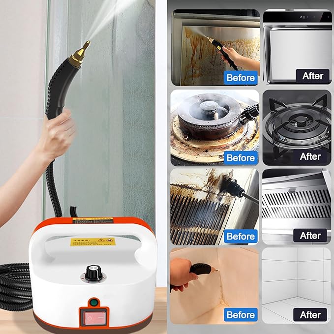 2500W Handheld Steam Cleaner High-Temperature Pressurized Steam Cleaner Grout Steam Cleaner High Heat Steamer for Cleaning Couch Floor Tile Bathroom Microwave Mattress Bed Bugs Windows