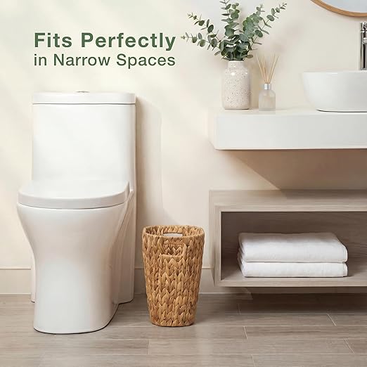 2-Pack Oval Wicker Trash Cans – Rattan Trash Can - Wicker Waste Basket for Bathroom Bedroom Office - Decorative Waste Basket (Natural Hyacinth)
