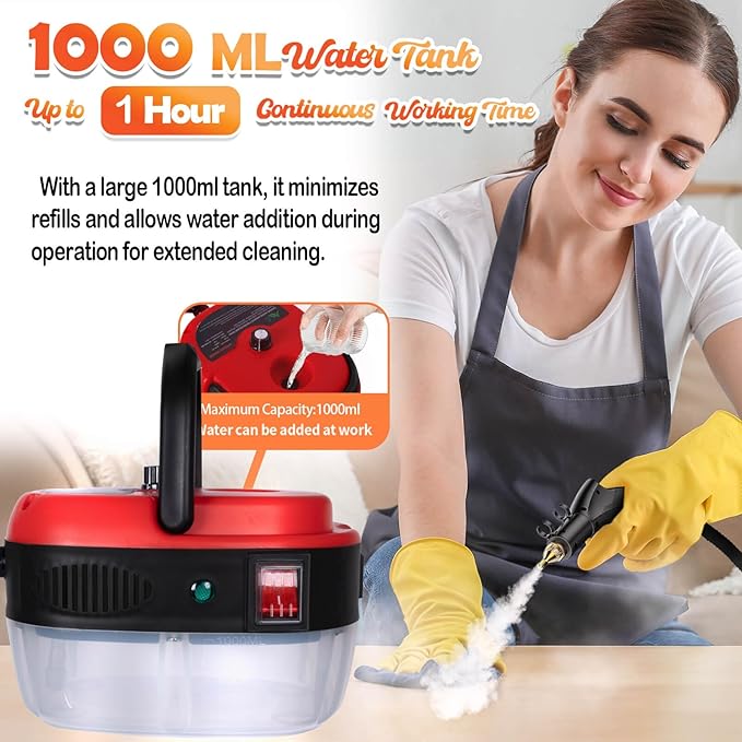 2500W Handheld Steam Cleaner Pressurized Steamer for Cleaning1000ml Portable Steam Cleaning for Home UseSteam Cleaning Machine Portable Car Steamer W/Brush Heads (Steam-Rd3)