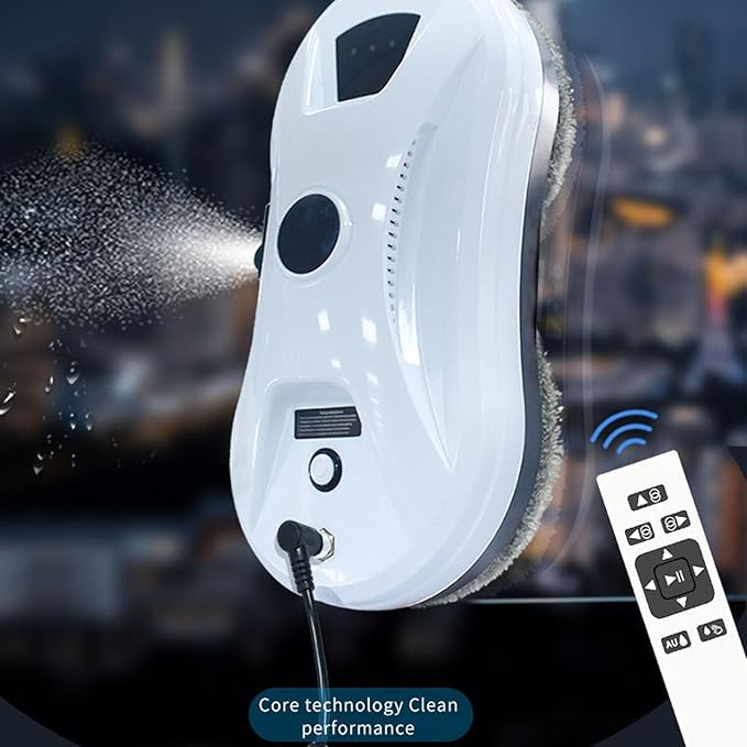 Pomya Window Cleaner Robot Automatic Intelligent Window Cleaning Robot with Auto Water Spray 5600Pa Strong Suction Anti Falling Remote Control for Window Glass Marble Wall (US