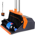 Broom and Dustpan Set with 51'' Long Handle Upright Broom and Dustpan Combo for Home Kitchen Office Restaurant Garage Lobby Dog Cat Pets Hair - Grey and Orange