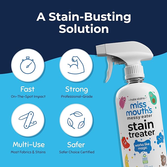 Miss Mouth’s Messy Eater Stain Treater Spray - Stain Remover - Newborn &amp Baby Essentials - 2-Pack of 16oz Stain Remover
