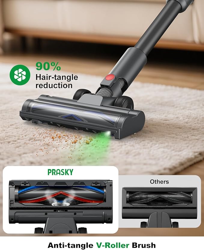 Cordless Vacuum Cleaner Stick Vacuum Rechargeable 550W 45KPA Powerful Suction Lightweight Vacuum Cleaners for Home Anti-Tangle Self Standing for Pet Hair Hardwood Floor Carpet - Purple
