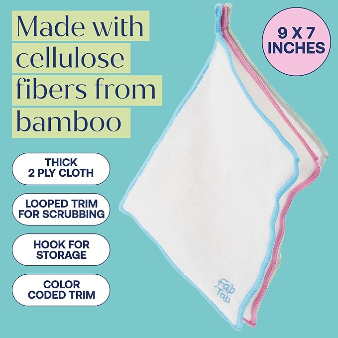 Fab Tab Bathroom and All Purpose Cleaner Tablets Bundle With Bamboo Cleaning Cloths And Coconut Sponge - Bathroom + Multi-Purpose Cleaner Tablets and Bamboo Towels Cleaning Solution