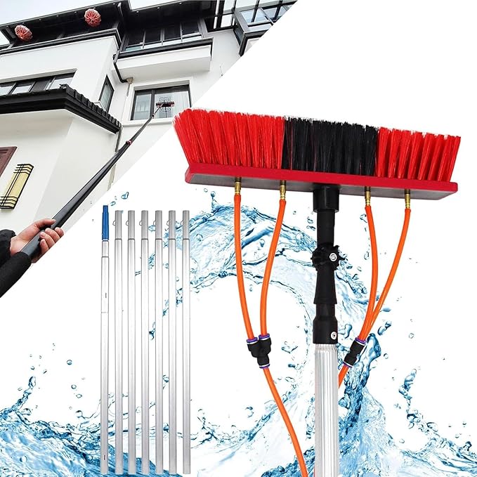 Telescopic Window Cleaner Pole Water Fed Window Cleaning Equipment for Indoor Outdoor High Windows Glass Cleaning Tools (8m)