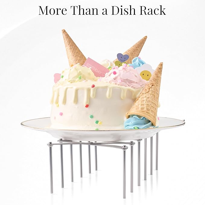 Diatomaceous Stone Dish Drying Mat with Collapsible Steel Rack - Quick Dry Kitchen Counter Set Space Saving Foldable Dryer