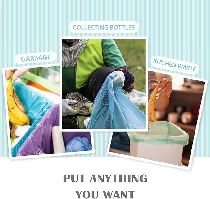 8 Gallon 330 Counts Clear Colorful Trash Bags Kitchen Garbage Bags by Teivio fit 25-30Liter Bathroom Trash Can Bin Liners Plastic Bags for home office kitchenMulticolor