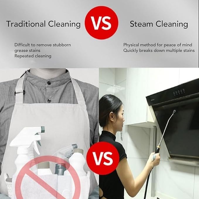 Handheld Steam Cleaner 2500W High Temperature Pressurized Steam Cleaner Portable Cleaning Machine with Brushes Heads for Upholstery Kitchen Bathroom Grout (US-110V)
