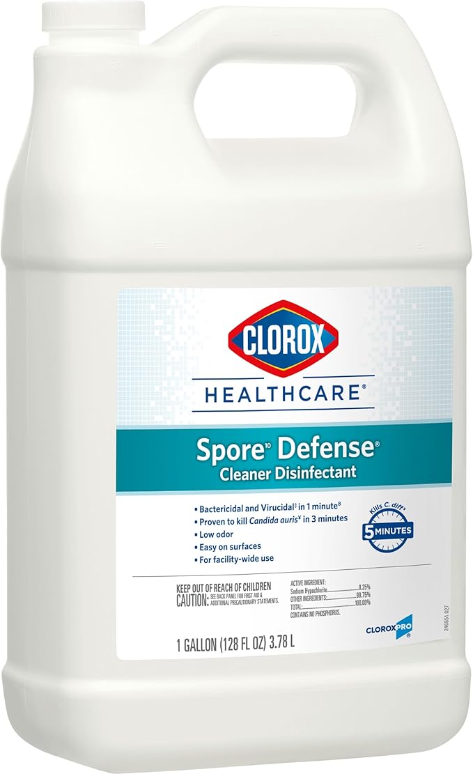 Clorox Healthcare Spore Defense Cleaner Disinfectant Closed System Refill Bottle 128 Fluid Ounces Pack of 4 (Package May Vary)