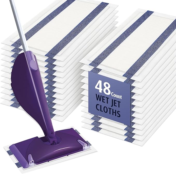AIR U+ Disposable Mop Pad Refills for Swiffer Wet Jet Mops Thickned and Absorbent Wet Pads Refill 48 Count
