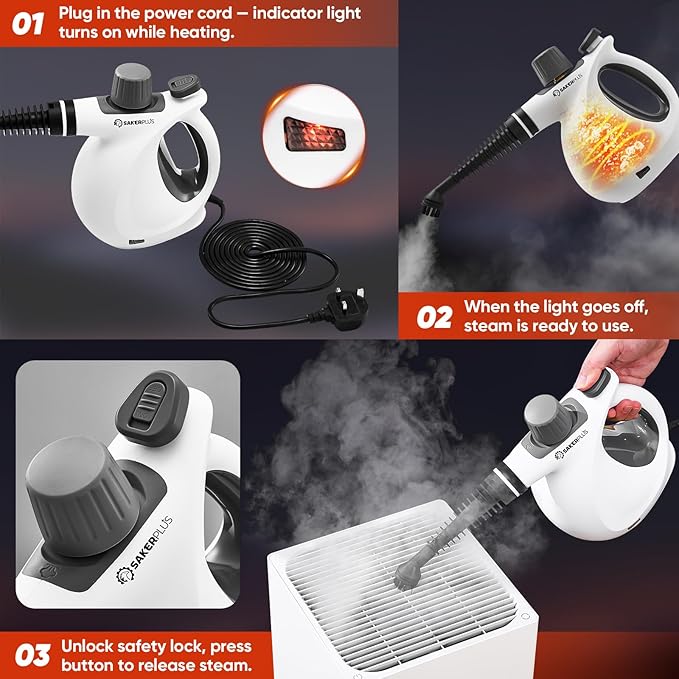 Steam Disinfection Cleaner Handheld Pressurized Natural Steam Cleaner with 9 PCS Accessories Portable Multi-Surface Steamer for Cleaning Home Kitchen Floor Upholstery Tile Grout &amp Car