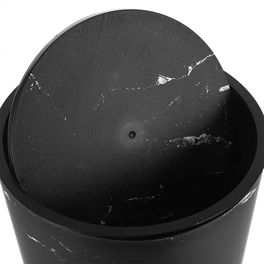 ARTIBETTER Large Capacity Plastic Garbage Bin with Lid Marble Pattern Bathroom Trash Can for Home and Office Covered Wastebasket for Kitchen and Bedroom Use