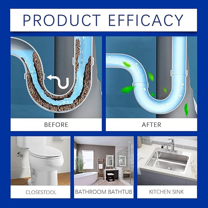 Sink and Drain Cleaner Multi-functional Sink and Drain Cleaner Powder Pipe Dredging Agent for Kitchen Toilet Pipeline Quick Cleaning Tool (2pcs)