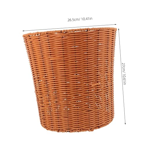 Luxshiny Woven Waste Basket Versatile Imitation Rattan Trash Can for Home Lightweight Storage for Living Room Kitchen Bathroom Economic Practical Design Multi-Functional Household Organizer