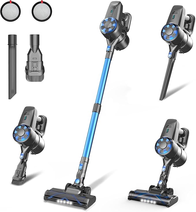 Cordless Vacuum Cleaner8-in-1 Lightweight Stick Vacuum with Powerful SuctionSelf-Standing40 Mins Max RuntimeRechargeable Vacuum Cleaners for HomeHardwood FloorCarpetPet Hair (Charcoal)