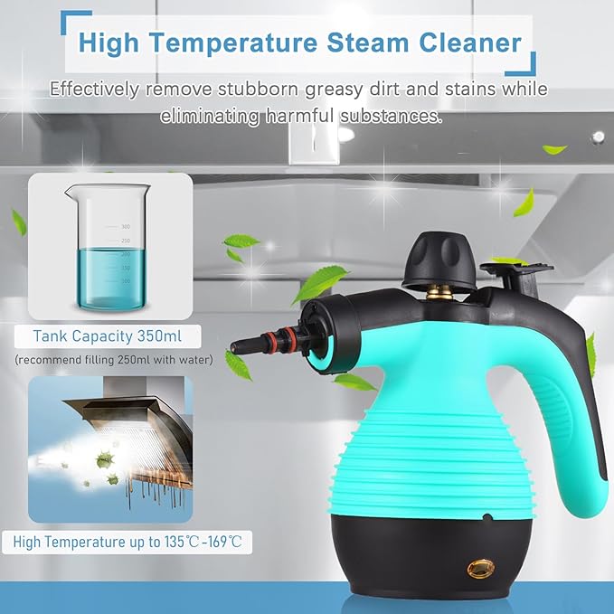 Handheld Steam Cleaner Portable High Pressurized Steam Cleaning Machine with 10PCS Accessory Multi-Purpose Steamer for Upholstery